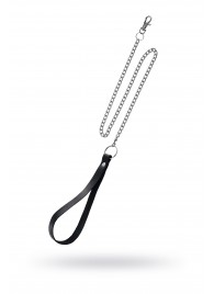 Поводок с ручкой из черной натуральной кожи и карабином для ошейника - Pecado - купить с доставкой в Сургуте