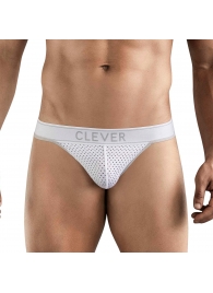 Белые перфорированные трусы-тонги Clever Ambar Thong - Clever Masculine Underwear купить с доставкой