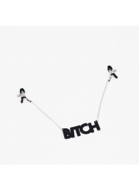 Зажимы на соски с кожаной подвеской Bitch - Crazy Handmade - купить с доставкой в Сургуте