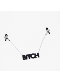 Зажимы на соски с кожаной подвеской Bitch - Crazy Handmade - купить с доставкой в Сургуте
