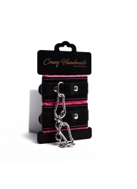 Черно-розовые скругленные наручники с мягкой подкладкой - Crazy Handmade - купить с доставкой в Сургуте