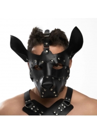 Черная кожаная маска «Собака» - Crazy Handmade - купить с доставкой в Сургуте
