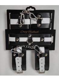 Набор фиксаторов из черной и белой натуральной кожи - Crazy Handmade - купить с доставкой в Сургуте
