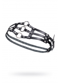 Черный кожаный пояс с кольцами - Pecado - купить с доставкой в Сургуте