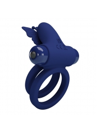 Синее эрекционное кольцо с вибростимуляцией клитора - Baile - в Сургуте купить с доставкой
