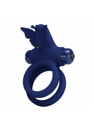 Синее эрекционное кольцо с вибростимуляцией клитора - Baile - в Сургуте купить с доставкой