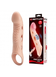 Телесная удлиняющая насадка с рельефом и вибрацией Brad - 21,3 см. - Baile - в Сургуте купить с доставкой
