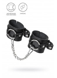 Черные наручники из толстой натуральной кожи с люверсами - Pecado - купить с доставкой в Сургуте