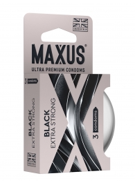 Черные утолщенные презервативы MAXUS Extra Strong с железным кейсом - 3 шт. - Maxus - купить с доставкой в Сургуте