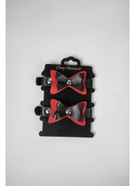 Черно-красные кожаные наручники с бантиками - Crazy Handmade - купить с доставкой в Сургуте