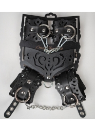 Черный ажурный кожаный набор фиксаций - Crazy Handmade - купить с доставкой в Сургуте