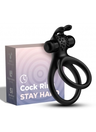 Черное эрекционное виброкольцо с подхватом мошонки Stay Hard - Boys of Toys - в Сургуте купить с доставкой