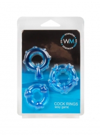 Набор из 3 синих эрекционных колец с различным рельефом - Erowoman-Eroman - в Сургуте купить с доставкой