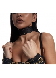 Черный ажурный чокер с золотистой фурнитурой - Crazy Handmade - купить с доставкой в Сургуте