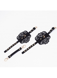 Черный фигурные оковы с золотистой фурнитурой - Crazy Handmade - купить с доставкой в Сургуте