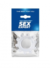 Прозрачное эрекционное кольцо со стимулирующими шариками - Sex Expert - в Сургуте купить с доставкой