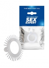 Эластичное эрекционное кольцо с шипиками и шариком - Sex Expert - в Сургуте купить с доставкой
