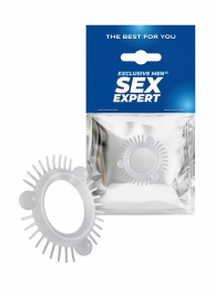 Эластичное эрекционное кольцо с 3 шариками и шипами - Sex Expert - в Сургуте купить с доставкой