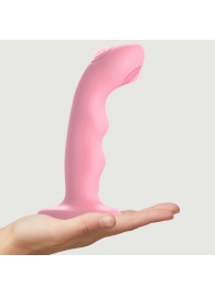 Розовая насадка-стимулятор Strap-On-Me Tapping Dildo Wave - Strap-on-me - купить с доставкой в Сургуте