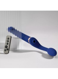 Синий безремневой страпон Multi Orgasm Bendable Strap-On size XL с клиторальной стимуляцией - Strap-on-me - купить с доставкой в Сургуте