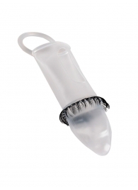 Закрытая насадка на пенис с подхватом мошонки и стимулирующими «ресничками» - Sextaz - в Сургуте купить с доставкой