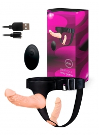 Женский страпон с 2 насадками, вибрацией и пультом ДУ - Erowoman-Eroman - купить с доставкой в Сургуте