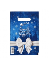 Сине-белый подарочный новогодний пакет с вырубной ручкой (20х30 см) - Сима-Ленд - купить с доставкой в Сургуте