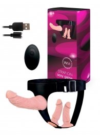 Женский страпон с 3 насадками и вибрацией - Erowoman-Eroman - купить с доставкой в Сургуте