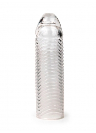 Прозрачная закрытая насадка на пенис с ребрышками - 16 см. - Sex Expert - в Сургуте купить с доставкой