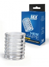 Прозрачная сквозная насадка на пенис с ребрышками - Sex Expert - в Сургуте купить с доставкой