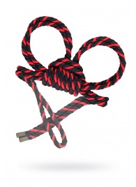 Черно-красные наручники-оковы ’’Узел-омега’’ из хлопковой веревки - Pecado - купить с доставкой в Сургуте