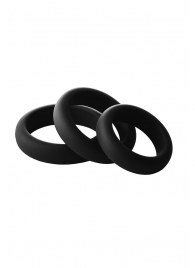 Набор из 3 черных эрекционных колец Smooth Silicone Cockring Pack - Dream Toys - в Сургуте купить с доставкой