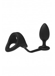 Черное эрекционное кольцо с анальной пробкой Cockstrap With Anal Plug - Dream Toys - в Сургуте купить с доставкой