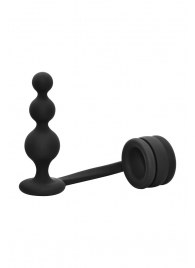 Черное эрекционное кольцо с анальной елочкой Cockring With Beaded Anal Plug - Dream Toys - в Сургуте купить с доставкой