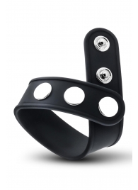 Черное эрекционное кольцо на кнопках - Blush Novelties - в Сургуте купить с доставкой