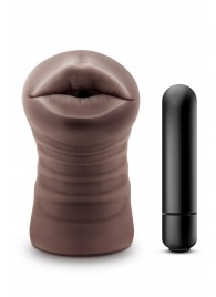 Коричневый мастурбатор-ротик Krystal Vibrating Masturbator - Blush Novelties - в Сургуте купить с доставкой