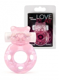 Розовое эрекционное виброкольцо в форме мишки - 1137 - в Сургуте купить с доставкой