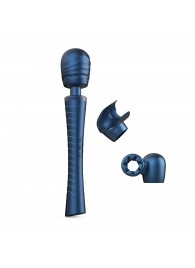 Синий вибромассажёр с насадками Man.wand Edgy - Manwan - в Сургуте купить с доставкой