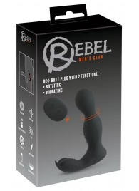 Черная анальная пробка с вибрацией, вращением и пультом ДУ RC Butt Plug with 2 Functions - Orion - в Сургуте купить с доставкой