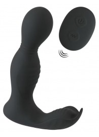 Черная анальная пробка с вибрацией, вращением и пультом ДУ RC Butt Plug with 2 Functions - Orion - в Сургуте купить с доставкой