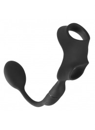 Черное виброкольцо с анальной пробкой Cock Ring with RC Butt Plug - Orion - в Сургуте купить с доставкой