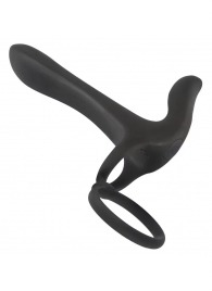 Черная насадка на член с вибрацией Couple’s Vibrator - Orion - в Сургуте купить с доставкой