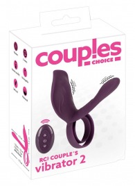 Фиолетовая насадка на член с клиторальным отростком и пультом ДУ RC Couple’s Vibrator 2 - Orion - в Сургуте купить с доставкой
