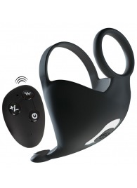 Черная вибронасадка для эрекции и стимуляции мошонки Cock ring with RC ball massager - Orion - в Сургуте купить с доставкой