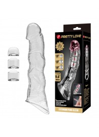 Прозрачный фаллоудлинитель с 3 вставками - 28 см. - Baile - в Сургуте купить с доставкой