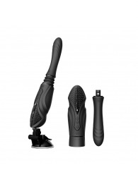 Черная секс-машина с функцией нагрева, насадками и присоской Sesh - Zalo - купить с доставкой в Сургуте