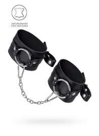 Черные оковы из толстой кожи с люверсами - Pecado - купить с доставкой в Сургуте