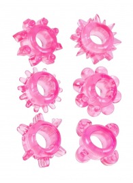 Набор из 6 розовых эрекционных колец с различным рельефом - Erowoman-Eroman - в Сургуте купить с доставкой