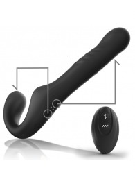 Черный безремневой страпон с вибрацией и возвратно-поступательными движениями - 24 см. - Ibiza - купить с доставкой в Сургуте