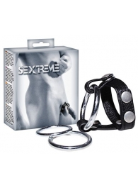 Подхват для мошонки с 3 съемными эрекционными кольцами Leder-Riemen - Orion - в Сургуте купить с доставкой